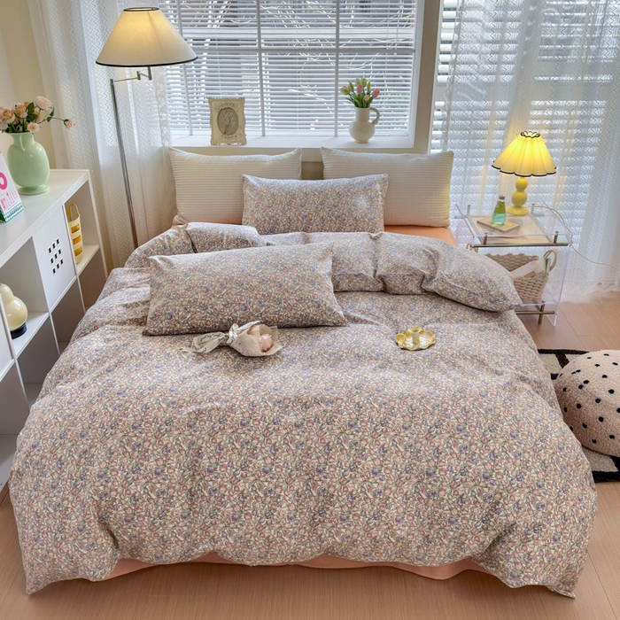 91家纺网 家纺一手货源 找家纺 怡家居 2024新款全棉印花第二批碎花类四件套 花沫-粉