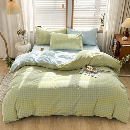 91家纺网 家纺一手货源 找家纺 （总）柠萌家居 2024新款无印风A类全棉色织水洗棉四件套