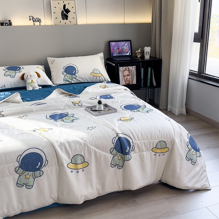 91家纺网 家纺一手货源 找家纺 缦纱 2024新款印花夏被 遨游太空