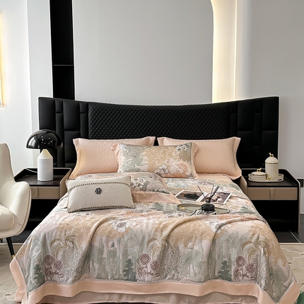 91家纺网 家纺一手货源 找家纺 （总）娇逸家居 2025新款50支莱赛尔镂空花边印花天丝夏被