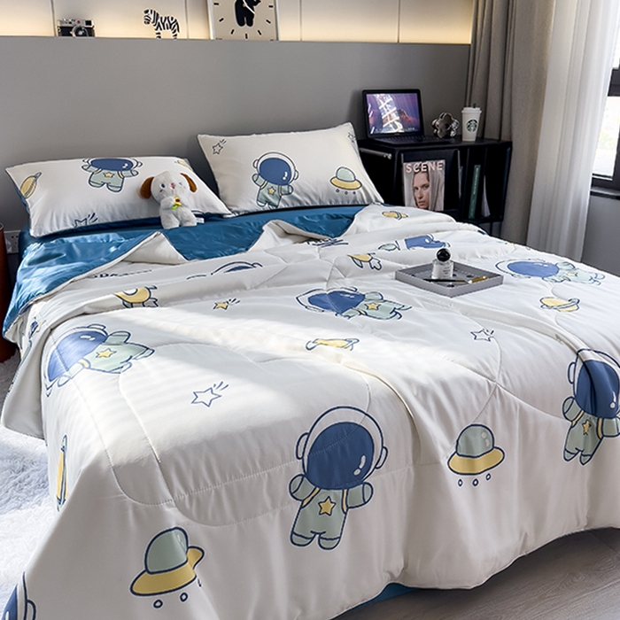 91家纺网 家纺一手货源 找家纺 缦纱 2024新款印花夏被 遨游太空