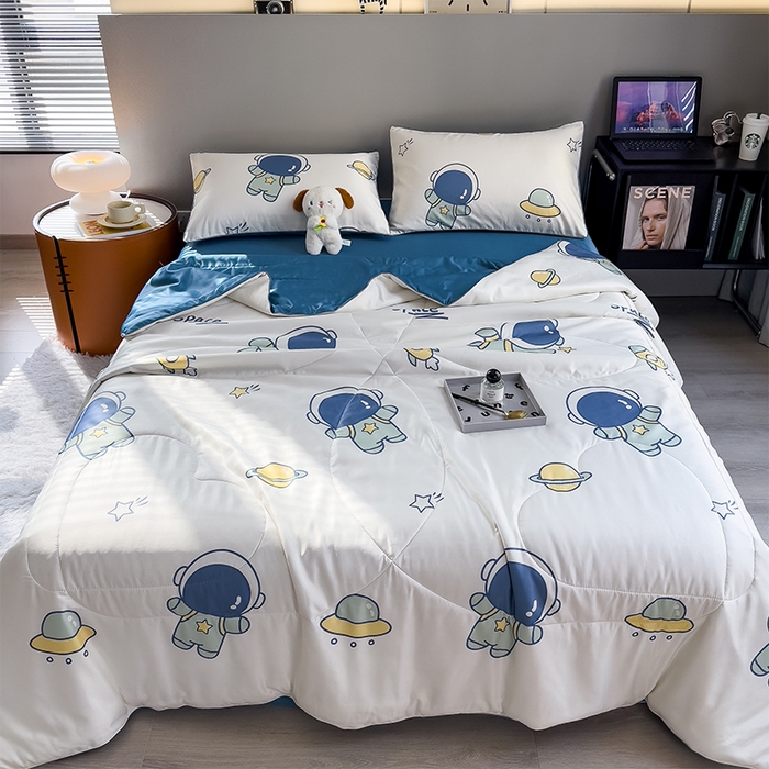 91家纺网 家纺一手货源 找家纺 缦纱 2024新款印花夏被 遨游太空