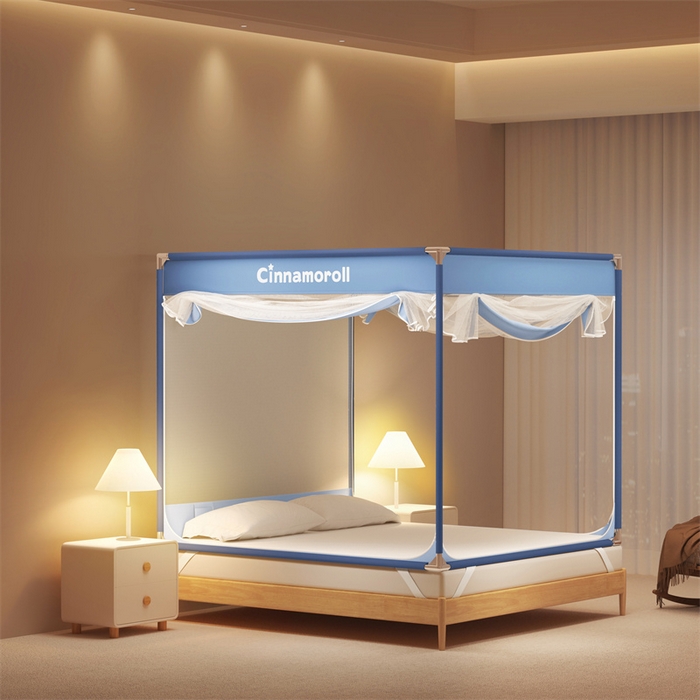 91家纺网 家纺一手货源 找家纺 佳梦家纺 2024新款方顶坐床蚊帐系列 三丽鸥系列 小鸟玉桂