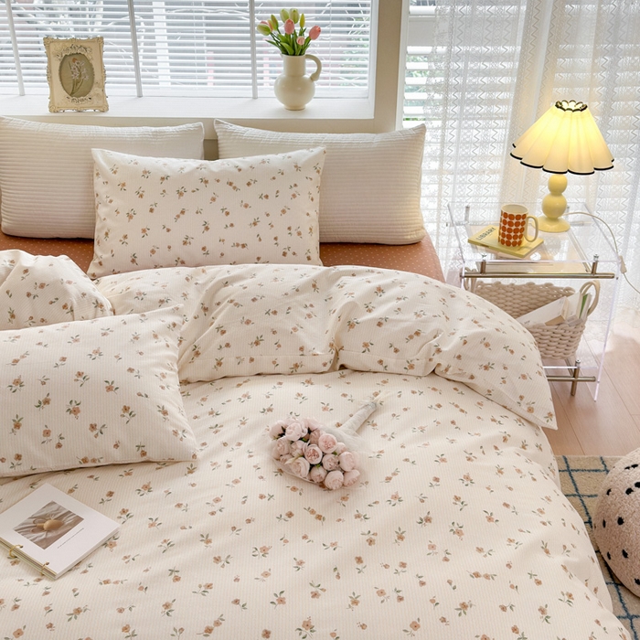 91家纺网 家纺一手货源 找家纺 怡家居 2024新款全棉印花第二批碎花类四件套 春田-咖