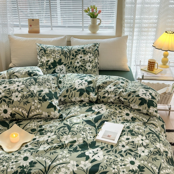 91家纺网 家纺一手货源 找家纺 怡家居 2024新款全棉印花第二批碎花类四件套 绿意