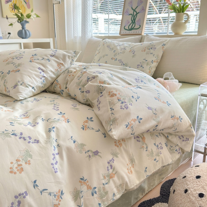 91家纺网 家纺一手货源 找家纺 怡家居 2024新款全棉印花第二批碎花类四件套 蓝色妖姬