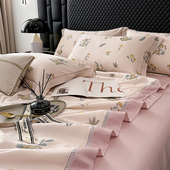 91家纺网 家纺一手货源 找家纺 娇逸家居 2025新款50支莱赛尔镂空花边印花天丝夏被 乖乖龙