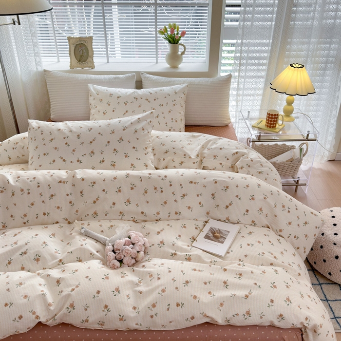 91家纺网 家纺一手货源 找家纺 怡家居 2024新款全棉印花第二批碎花类四件套 春田-咖