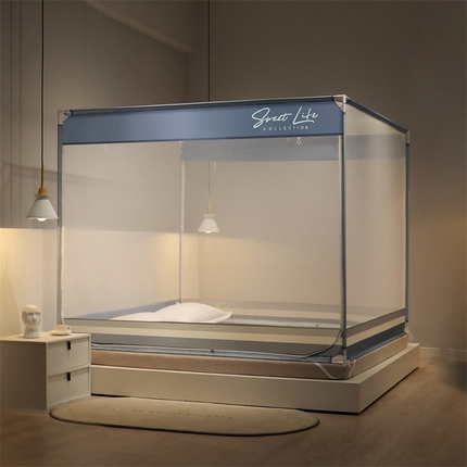 91家纺网 家纺一手货源 找家纺 （总）佳梦家纺 2023新款方顶印花坐床蚊帐