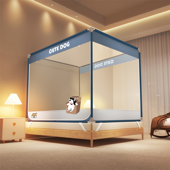 91家纺网 家纺一手货源 找家纺 佳梦家纺 2024新款方顶坐床蚊帐系列 柠檬烫画系列 墨镜宝子