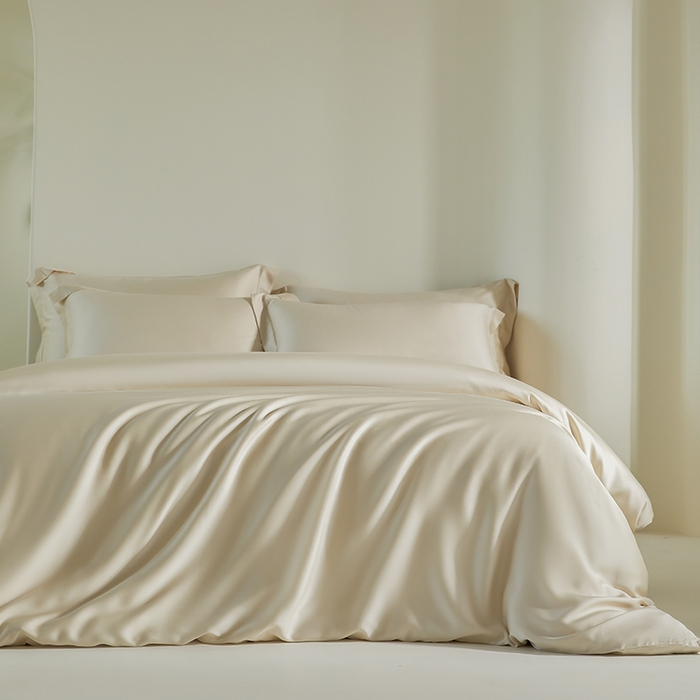 91家纺网 家纺一手货源 找家纺 （总）618家纺 2024新款A类60S100支兰精天丝四件套-简约系列 天丝简约奶米杏