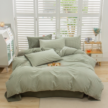 91家纺网 家纺一手货源 找家纺 （总）柠萌家居 2024新款无印风A类全棉色织水洗棉四件套