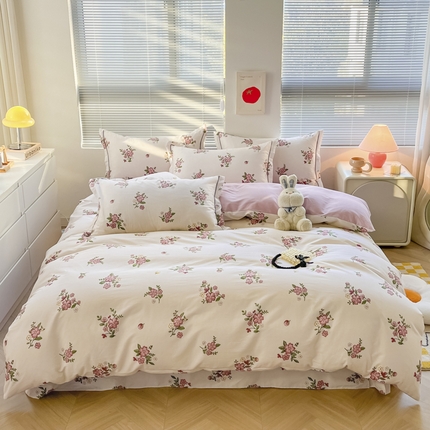 91家纺网 家纺一手货源 找家纺 简约家纺 2025新款全棉斜纹13070田园风印花四件套  花意浓