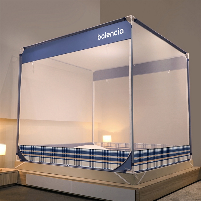 91家纺网 家纺一手货源 找家纺 佳梦家纺 2023新款方顶印花坐床蚊帐 晚风