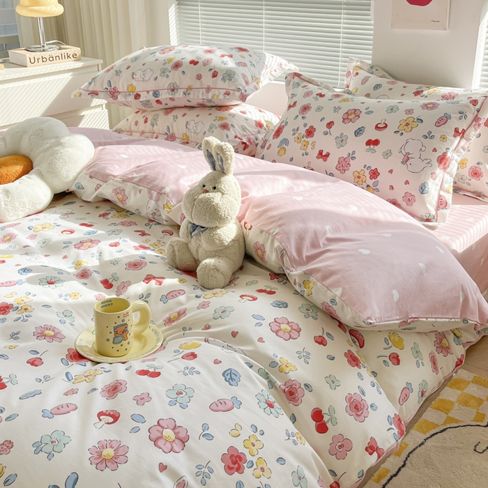 91家纺网 家纺一手货源 找家纺 简约家纺 2025新款全棉斜纹13070田园风印花四件套  梦幻时光