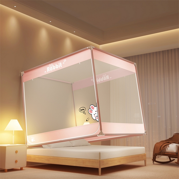 91家纺网 家纺一手货源 找家纺 佳梦家纺 2024新款方顶坐床蚊帐系列 柠檬烫画系列 萌小雅