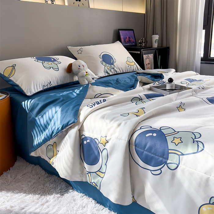 91家纺网 家纺一手货源 找家纺 缦纱 2024新款印花夏被 遨游太空