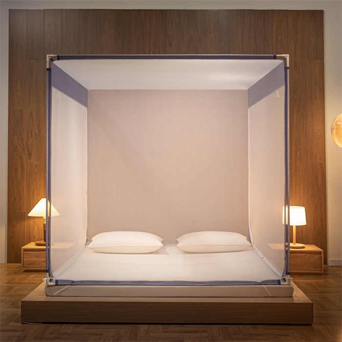 91家纺网 家纺一手货源 找家纺 佳梦家纺 2023新款大方纯色坐床蚊帐 蓝色