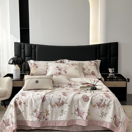 娇逸家居 2025新款50支莱赛尔镂空花边印花天丝夏被 南音