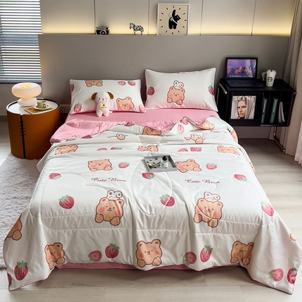 91家纺网 家纺一手货源 找家纺 （总）缦纱 2024新款印花水洗真丝夏被四件套空调被夏凉被