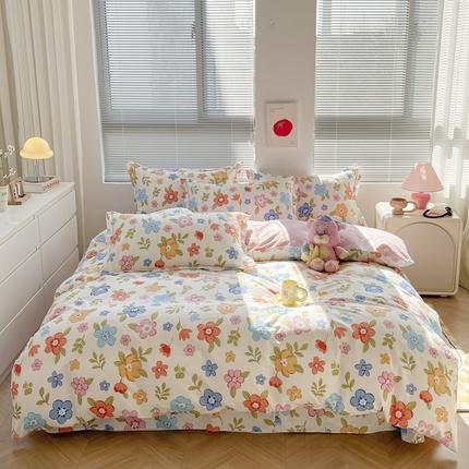 91家纺网 家纺一手货源 找家纺 （总）简约家纺 2025新款全棉斜纹13070田园风印花四件套