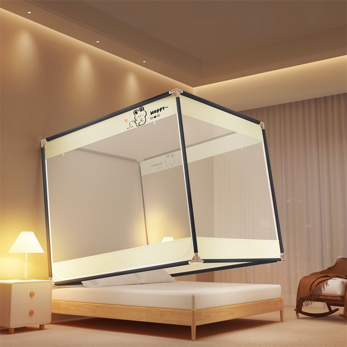 91家纺网 家纺一手货源 找家纺 佳梦家纺 2024新款方顶坐床蚊帐系列 卡通系列 happy兔