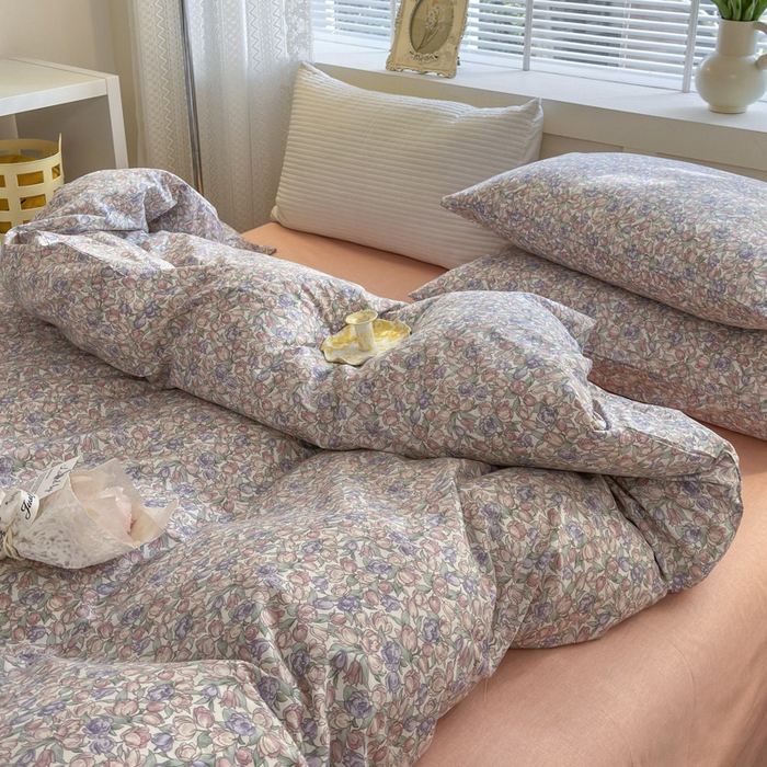 91家纺网 家纺一手货源 找家纺 怡家居 2024新款全棉印花第二批碎花类四件套 花沫-粉