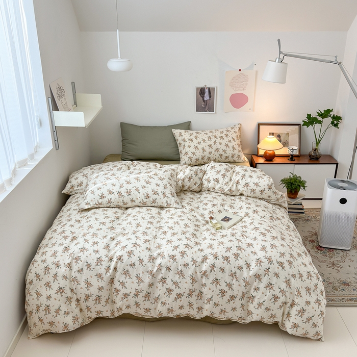 91家纺网 家纺一手货源 找家纺 优彩 2025新款全棉双层纱四件套 萝蔓