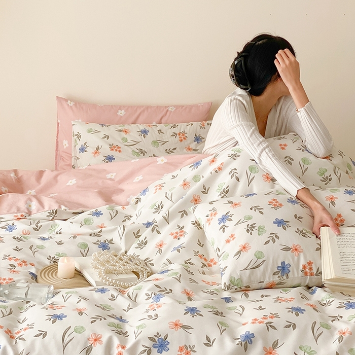 91家纺网 家纺一手货源 找家纺 （总）宜家坊 2024新款全棉喷气13070小清新印花四件套-拍摄一