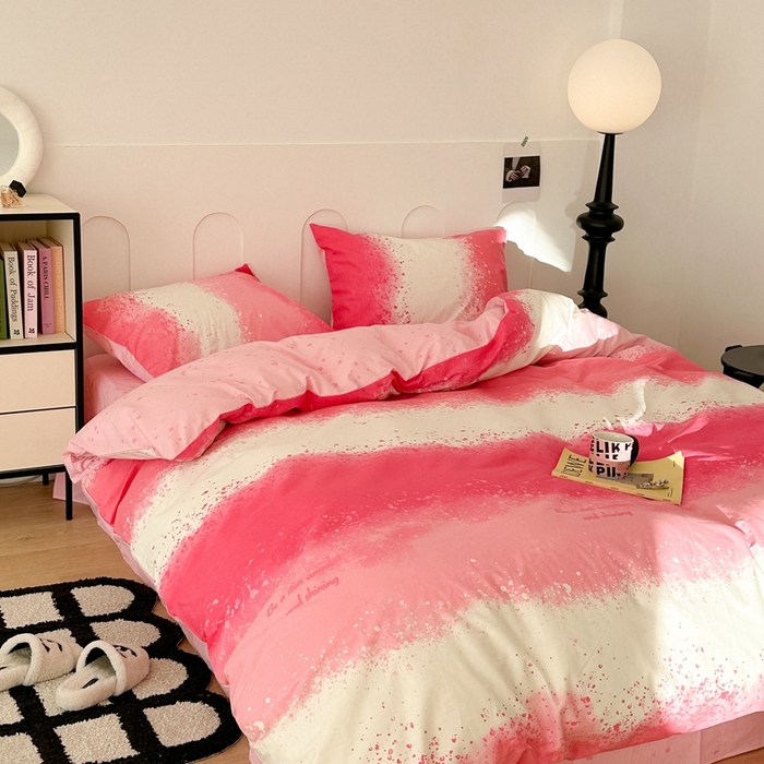 91家纺网 家纺一手货源 找家纺 昔可家纺 2024新款全棉印花星河渐变系列四件套 粉星河