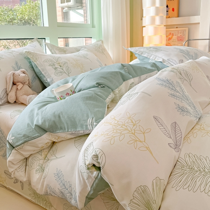 91家纺网 家纺一手货源 找家纺 菲梵家纺 2025新款喷气小清新全棉印花单品被套（预留缩水） 春风沐歌