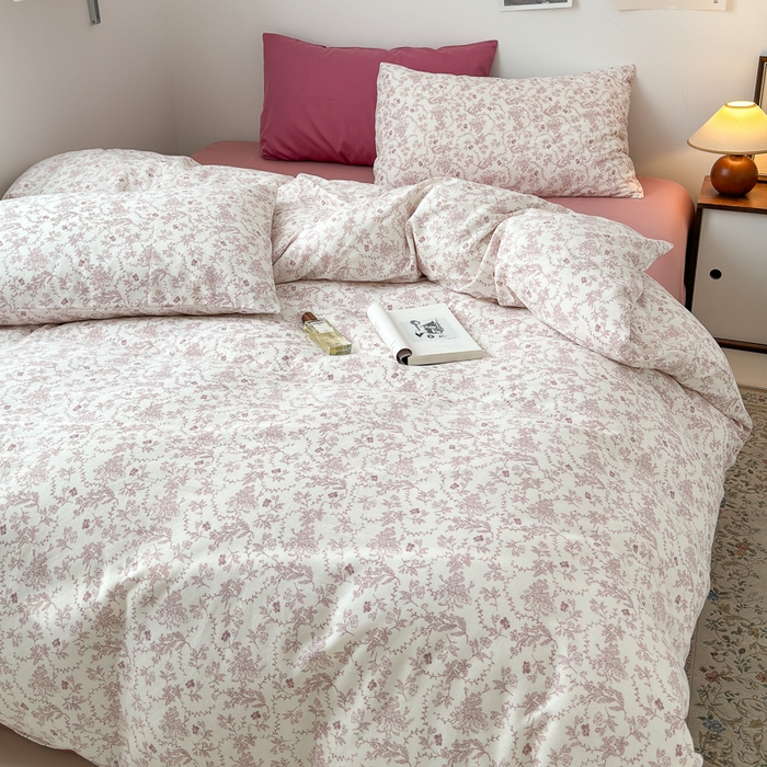 91家纺网 家纺一手货源 找家纺 优彩 2025新款全棉双层纱四件套 落山秋