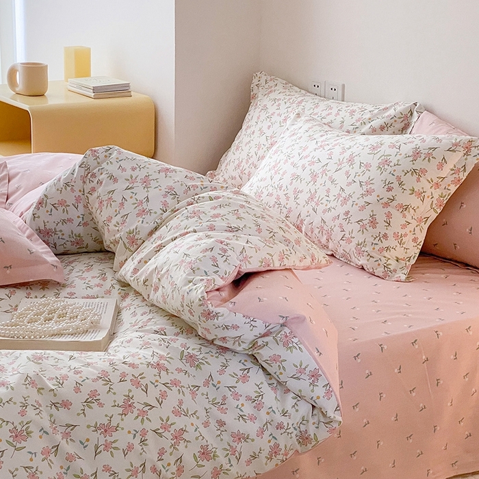 91家纺网 家纺一手货源 找家纺 宜家坊 2024新款全棉喷气13070小清新印花四件套-拍摄一 点点