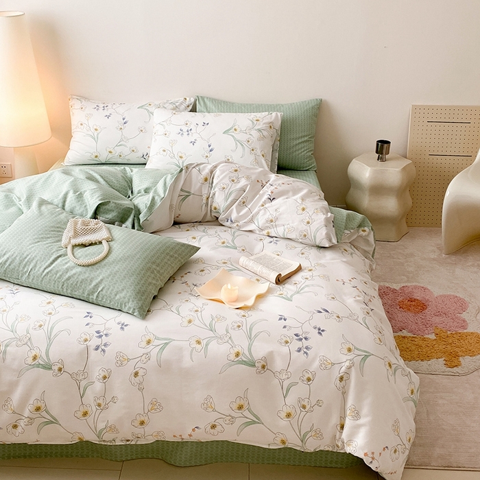 91家纺网 家纺一手货源 找家纺 宜家坊 2024新款全棉喷气13070小清新印花四件套-拍摄一 沁园春