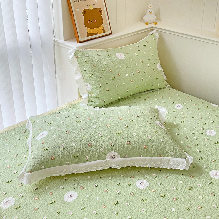 91家纺网 家纺一手货源 找家纺 羽爱家纺 2024新款A类双层纱棉花芯床盖套件 小绵羊