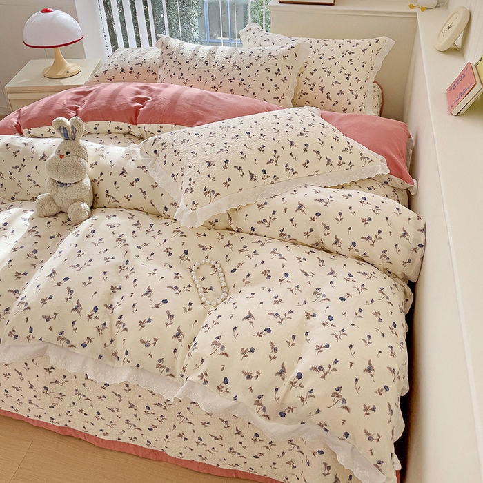 91家纺网 家纺一手货源 找家纺 羽爱家纺 2024新款A类双层纱棉花芯床盖套件 芳香