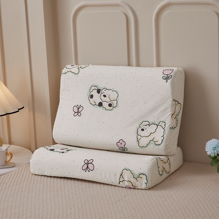 91家纺网 家纺一手货源 找家纺 翎盈家纺 2024新款全棉小清新乳胶枕专用枕套 云朵狗