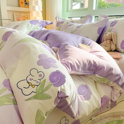 91家纺网 家纺一手货源 找家纺 （总）菲梵家纺 2025新款喷气小清新全棉印花四件套（预留缩水）