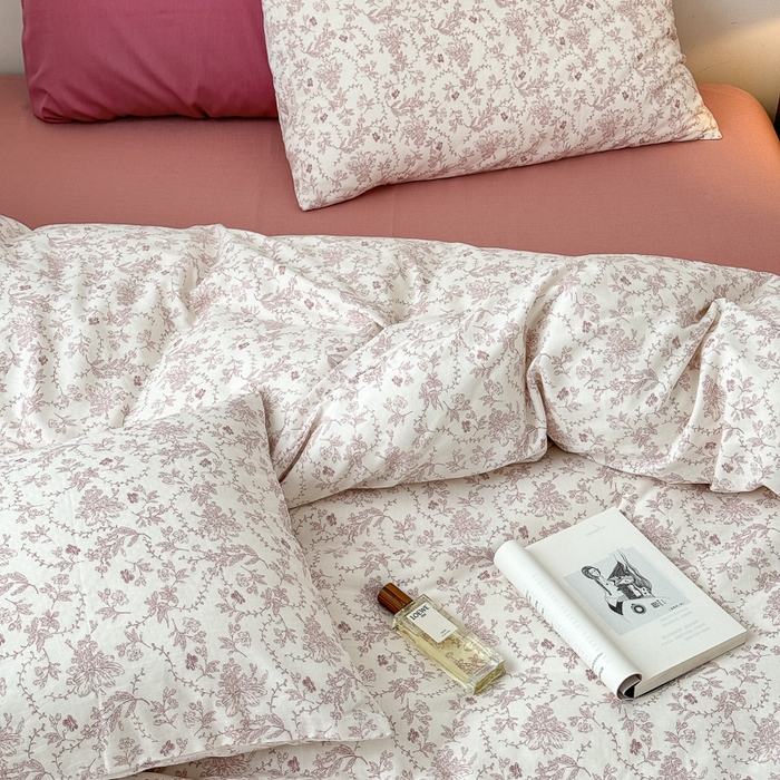 91家纺网 家纺一手货源 找家纺 优彩 2025新款全棉双层纱四件套 落山秋