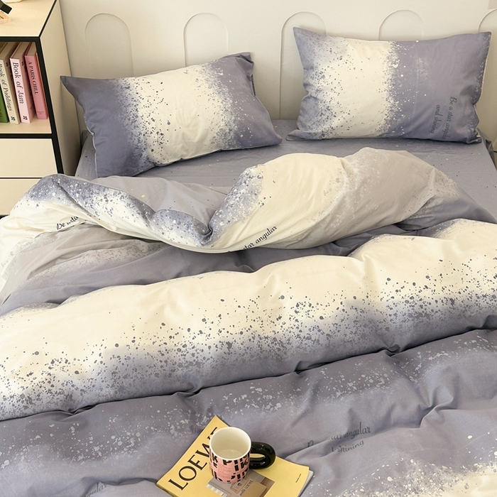 91家纺网 家纺一手货源 找家纺 昔可家纺 2024新款全棉印花星河渐变系列四件套 蓝灰星河