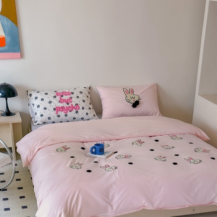 91家纺网 家纺一手货源 找家纺 （总）桔子家纺 2024新款纯棉水洗棉卡通四件套-咪秋