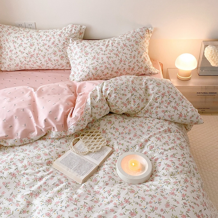 91家纺网 家纺一手货源 找家纺 宜家坊 2024新款全棉喷气13070小清新印花四件套-拍摄一 点点