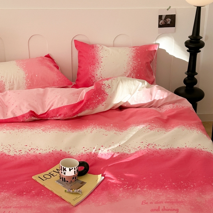 91家纺网 家纺一手货源 找家纺 昔可家纺 2024新款全棉印花星河渐变系列四件套 粉星河