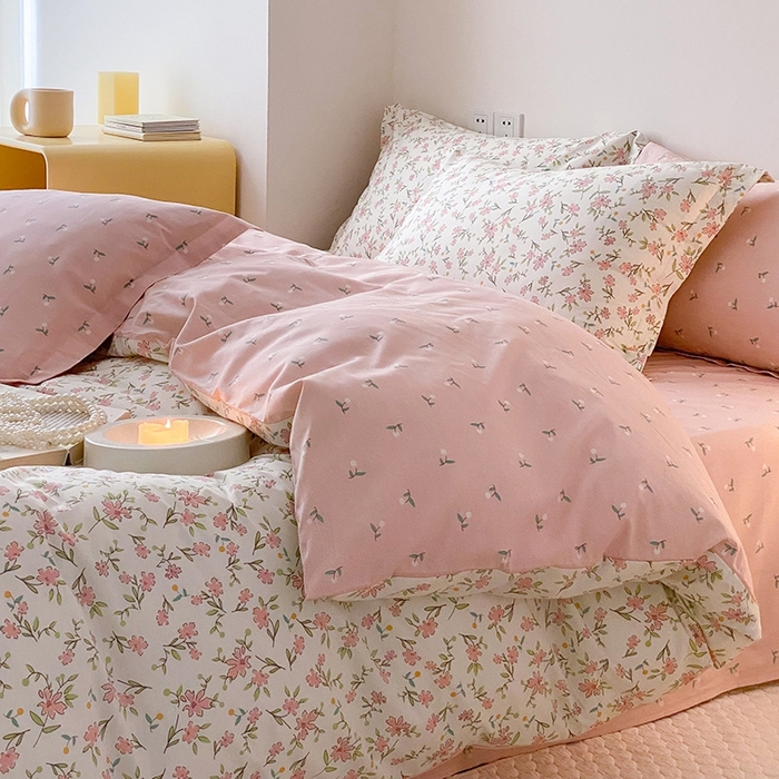 91家纺网 家纺一手货源 找家纺 宜家坊 2024新款全棉喷气13070小清新印花四件套-拍摄一 点点