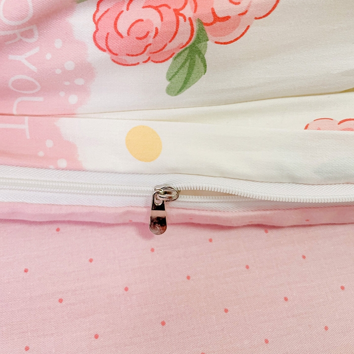 91家纺网 家纺一手货源 找家纺 乐童家纺 2024新款直播爆款13070纯棉印花吊边款一字绣四件套 玫瑰河畔