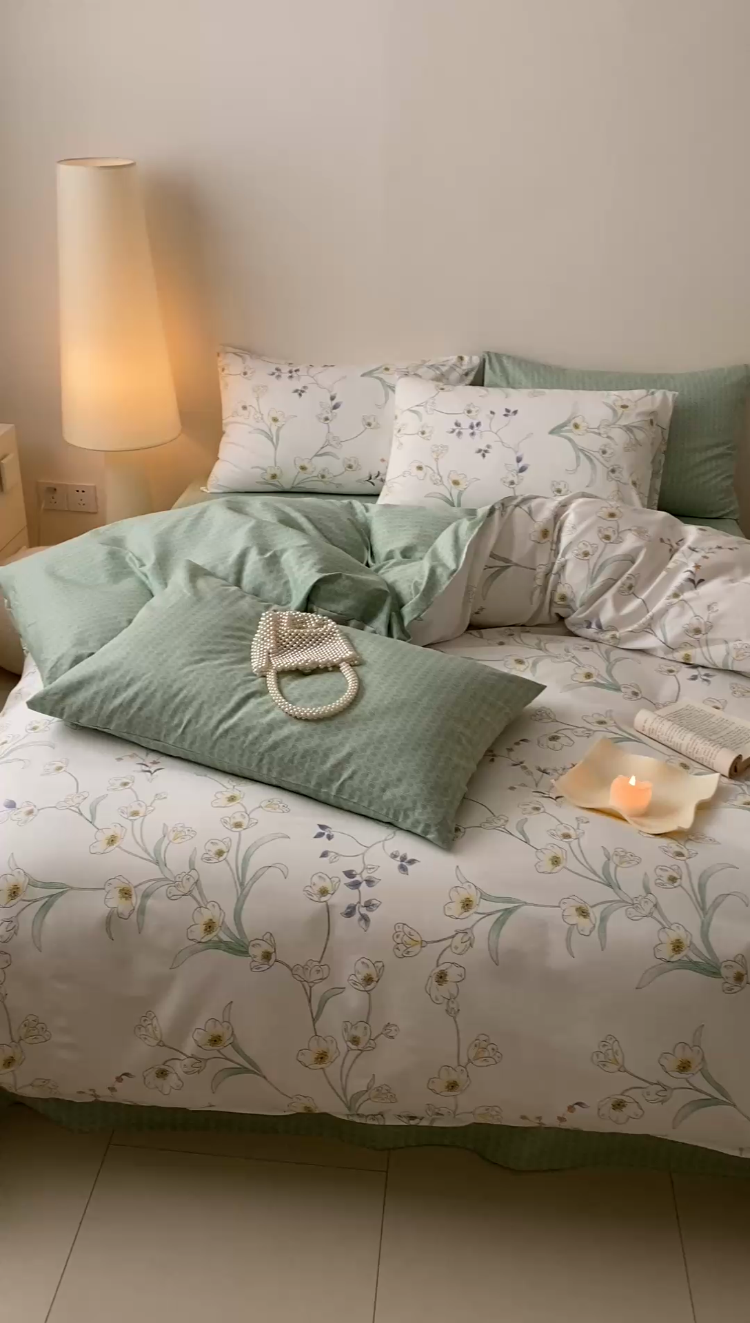 91家纺网 家纺一手货源 找家纺 宜家坊 2024新款全棉喷气13070小清新印花四件套-拍摄一 沁园春