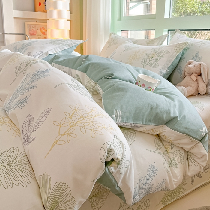 91家纺网 家纺一手货源 找家纺 菲梵家纺 2025新款喷气小清新全棉印花单品被套（预留缩水） 春风沐歌