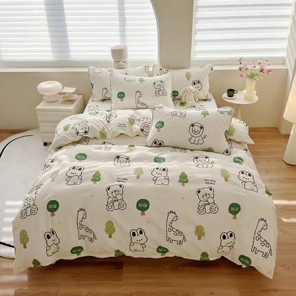 91家纺网 家纺一手货源 找家纺 舒居家纺 2024新款全棉床盖款四件套 欢乐牧场