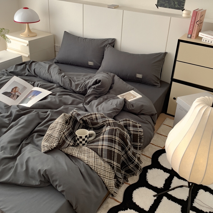 91家纺网 家纺一手货源 找家纺 （总）蓝淋 2024新春款日式简约婴儿可以啃咬的超柔混搭水洗棉四件套