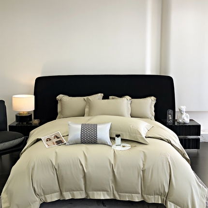 91家纺网 家纺一手货源 找家纺 若未家居 2025新款50SCR长绒棉四件套-绮洛 绮洛草埔色